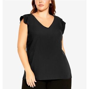 City Chic Ruffle Business Black Women's Top